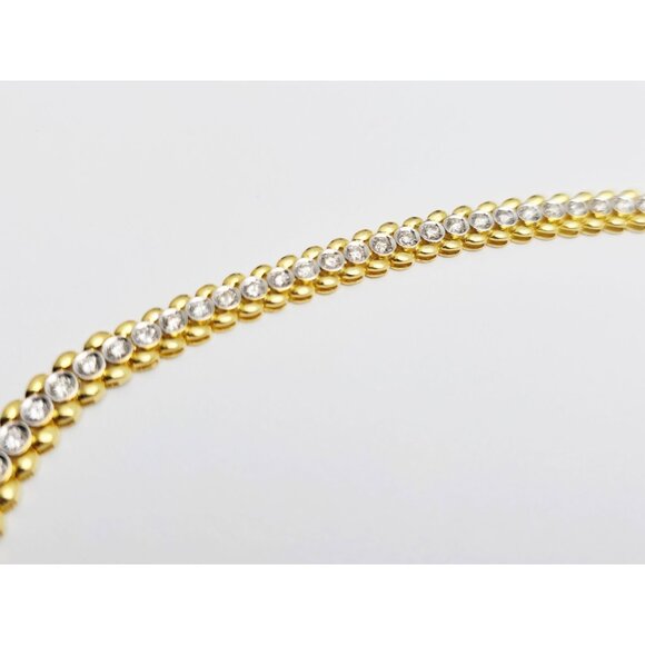 Unique 18K Solid Yellow Gold Designer Diamond Tennis Link Chain Necklace - 16" L - Picture 13 of 16